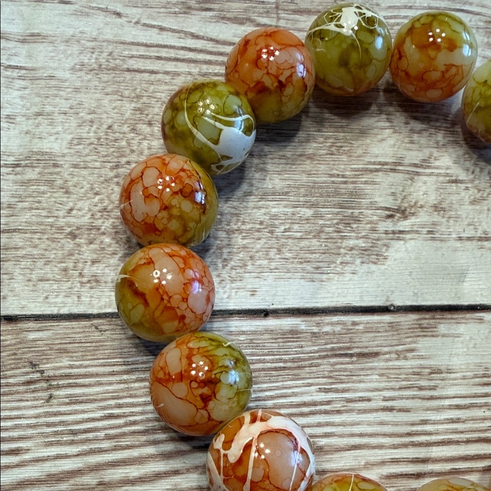 Elegant Fire Agate Green Orange Agate Beaded Bracelet